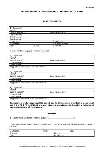 SCARICARE AUTOCERTIFICAZIONE DI RESIDENZA MODULO DA